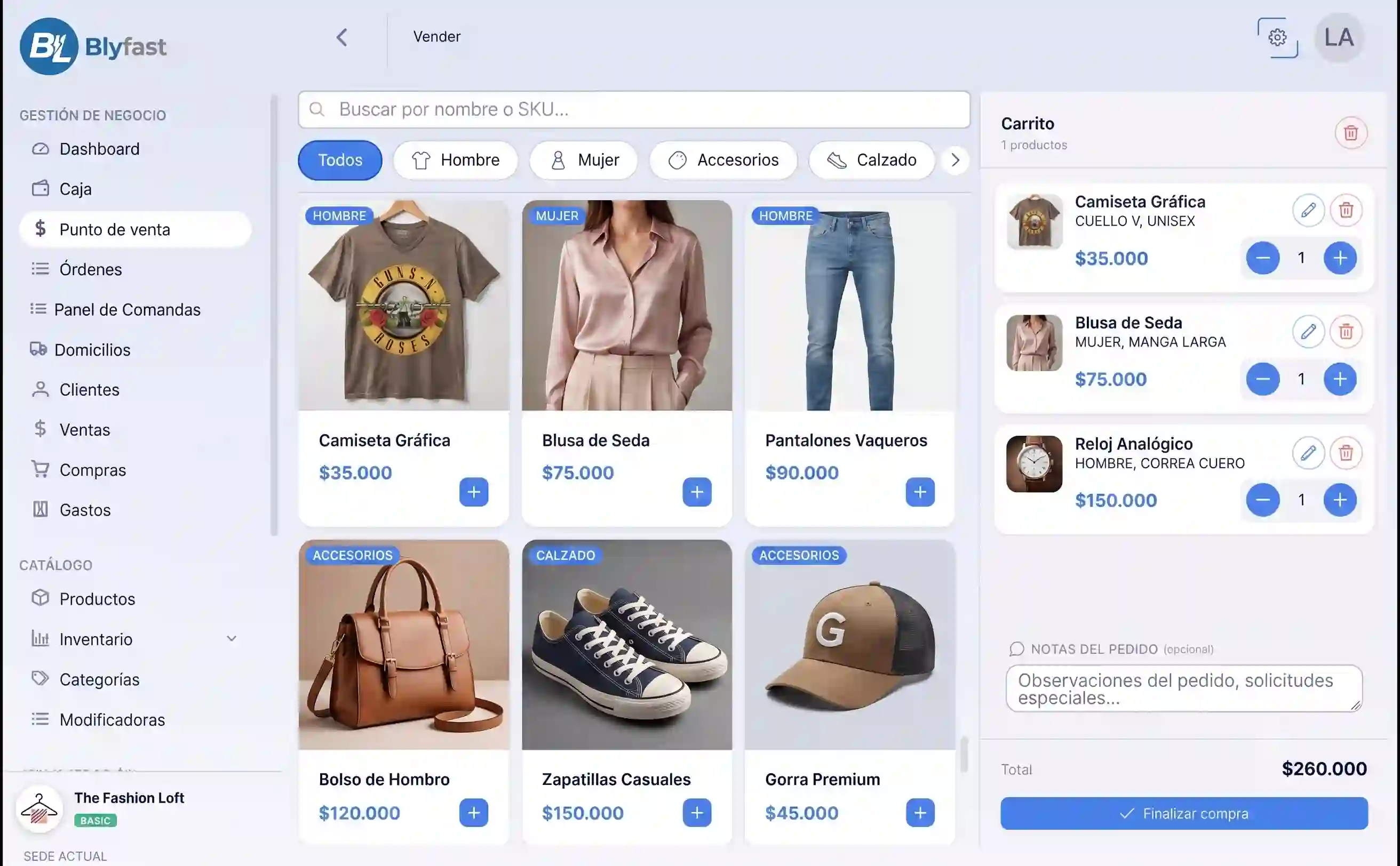Catálogo digital y punto de venta Blyfast para tiendas de ropa, retail y comercios en Colombia
