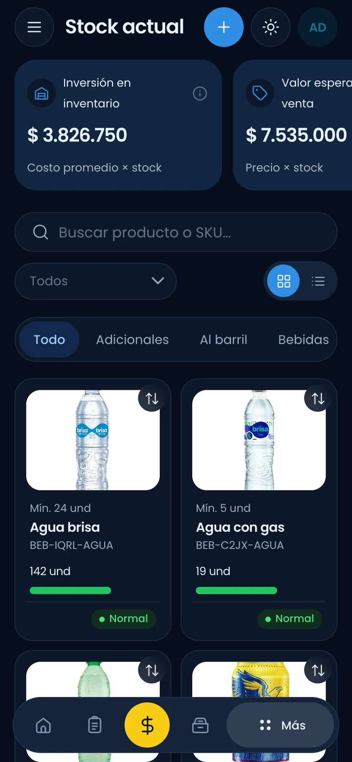 Inventario de insumos de una cafetería en Blyfast