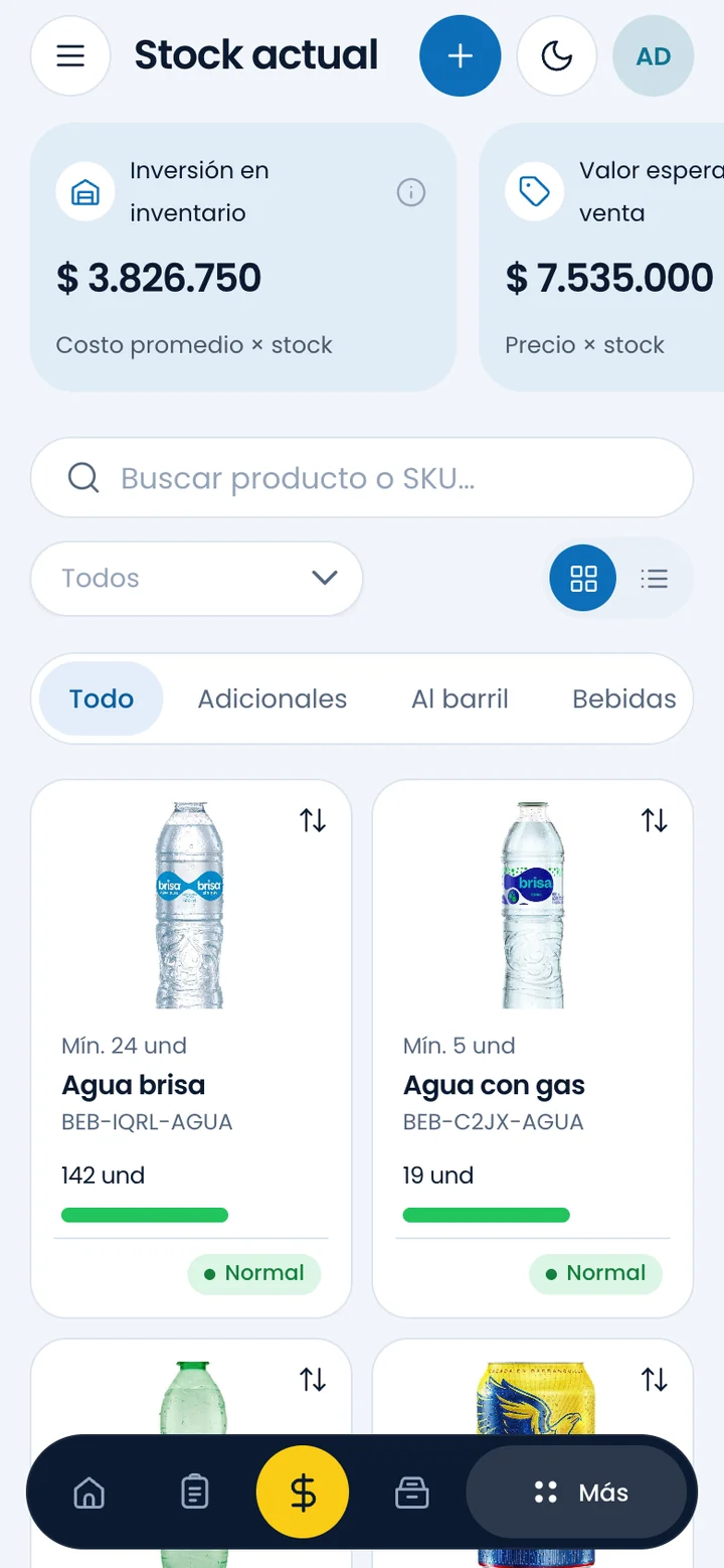 Inventario de insumos de una cafetería en Blyfast