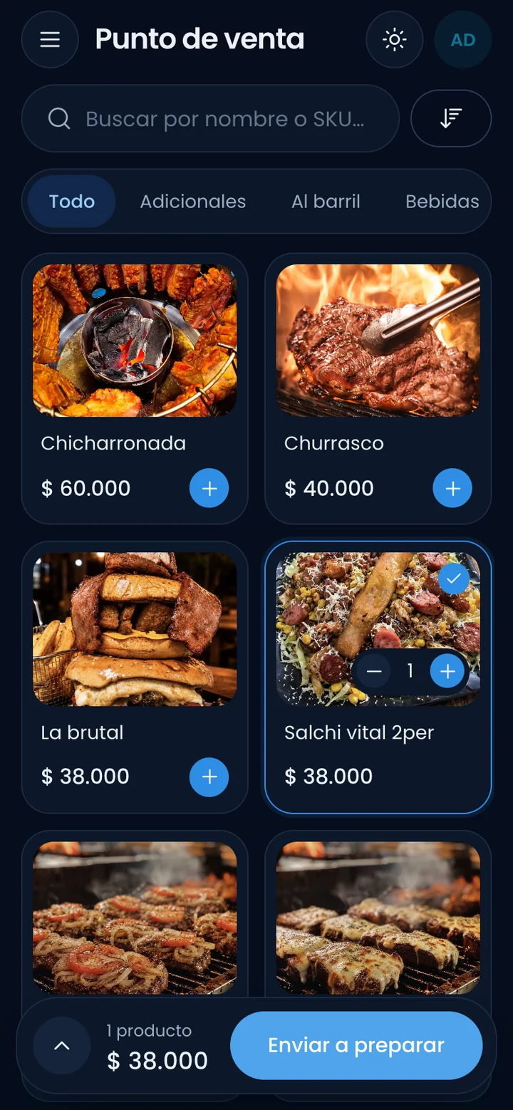Punto de venta de Blyfast en una cafetería
