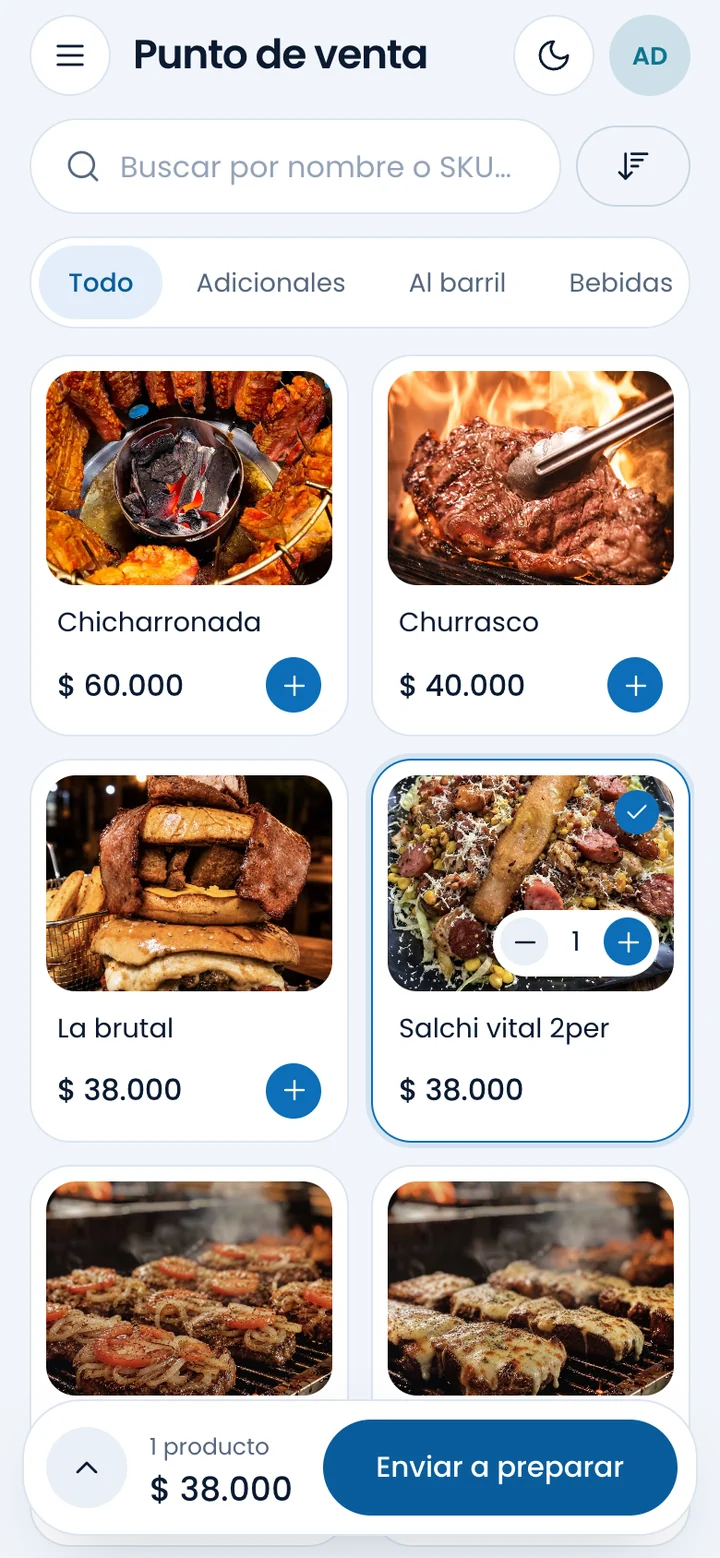 Punto de venta de Blyfast en una cafetería